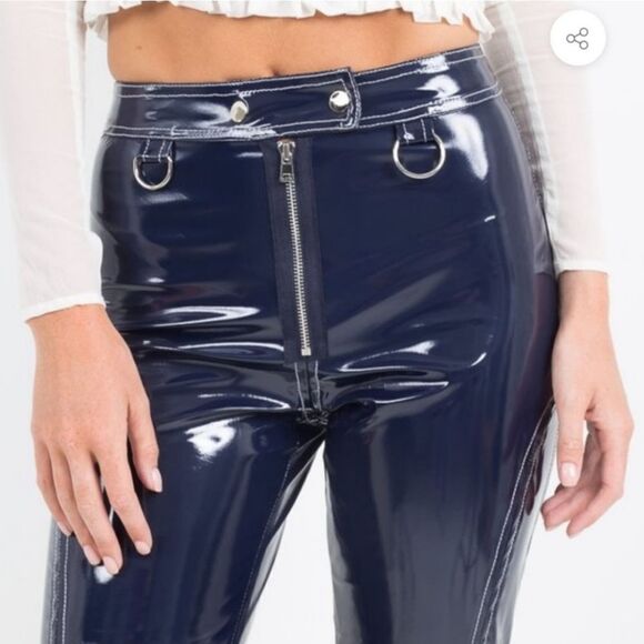For Love & Lemons Idol Vinyl Blue Pants (XS) - Picture 2 of 9